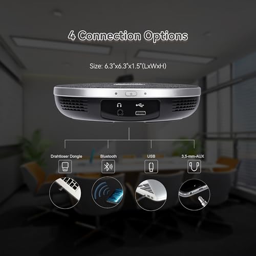 TONGVEO Conference Room Camera System 4K UHD 3X Optical Zoom 93° Ultra-Wide FoV USB3.0 PTZ Camera and Wireless Bluetooth Speakerphone with Microphones, Works with Zoom, OBS, Skype, Teams and More - color: Space