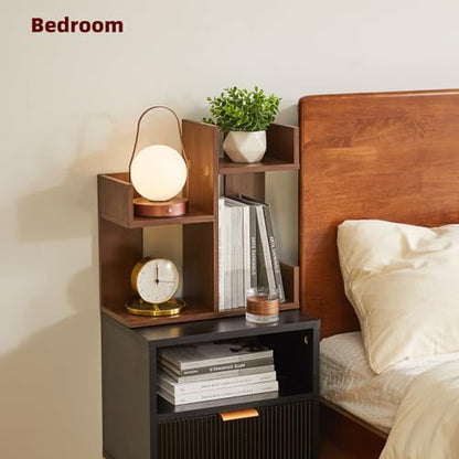 Aibiju Small Bookshelf for Small Space, Unique Cactus Bookcase, Kitchen Counter Shelf Desktop Organization, Light Walnut YD-DSR002LW - color: Light Walnut