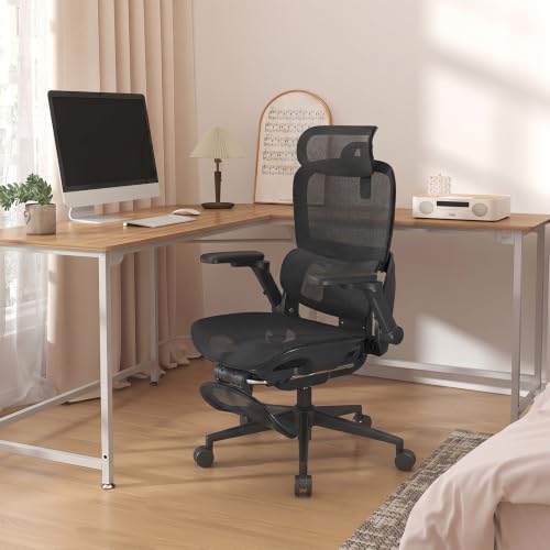 SIHOO B300 PRO Ergonomic Office Chair with Footrest, Mesh Desk Chair, Black - color: True Balck, size: Pack of 1