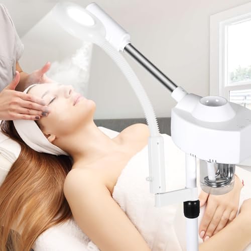 2 in 1 Facial Steamer 5X Magnifying Lamp - Hot Ozone Spa Machine, Mist Face Salon Beauty Skin Care Equipment - size: 2 in 1 Facial Steamer