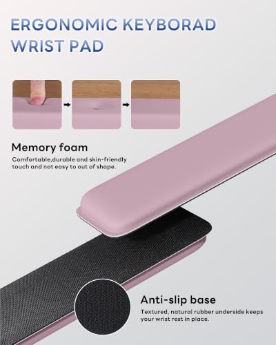 Laborio Computer Keyboard Wrist Rest, Keyboard Riser Stand for Desktop - color: Rose Pink