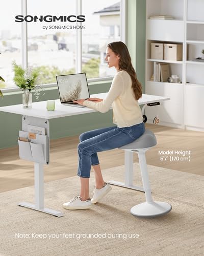 SONGMICS Ergonomic Wobble Stool, Height Adjustable Swivel Balance Chair - color: Dove Gray (Fabric Upholstery), size: 14.2"D x 14.4"W