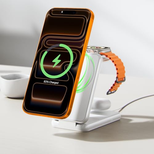iVANKY 3 in 1 Foldable Magnetic Wireless Charging Station(No Adapter) - color: White