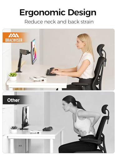 Bracwiser Monitor Mount 17-35 Inch Adjustable Gas Spring Desk Mount Stand Hold up to 24.25lbs with Clamp/Grommet Mounting Base (MD82) - size: 17-35"