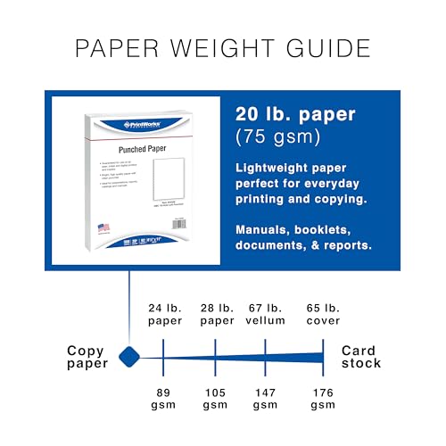 PrintWorks Professional Prepunched Paper, 8.5 x 11, 20 lb, GBC CombBind 19-Hole Punched Report & Presentation Paper, 500 Sheets, White (04328) - size: 20 lb, style: GBC, 19-Hole