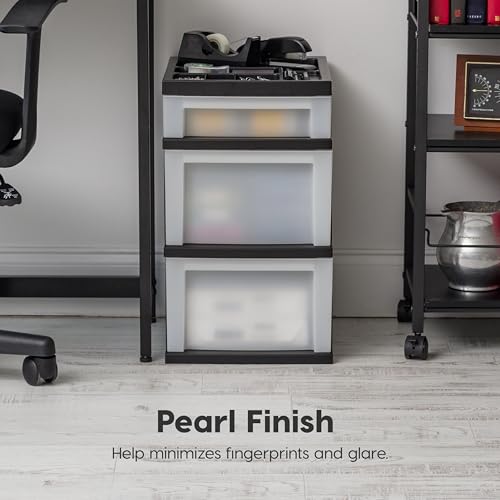 IRIS USA 3-Drawer Storage Cart, Black/Pearl - color: Black, size: 3 Drawer