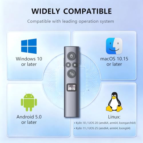 N95s Presentation Clicker for PowerPoint with Digital Laser Pointer | Wireless Presenter with Countdown Timer, USB-C Rechargeable PowerPoint Slide Advancer Remote for Projector and TV Screens - color: Green - BLE&USB-C
