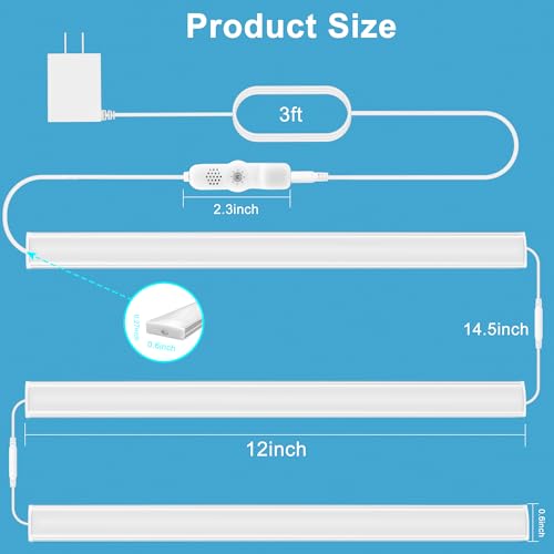 Maylit 3 PCS 12-inch Plug-in Under Cabinet Lights, Ultra-Thin - size: 3 Pack