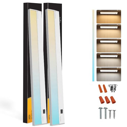 Ansen 2Packs of Under Cabinet Lighting Hardwired, 48in 26W 1720LM Dimmable Led Light for Kitchen/Closet, CRI 92+, R9 90+, 5 Color Temperature, 2700K-5000K(Warm White, Cool White, Daylight) - size: 48 inch