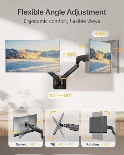 monTEK Dual Monitor Wall Mount, Wobble-Free Spring, 17–32" Full Motion | Dual Wall Mount Frees Full Desktop Space, Zero Clearance Retracts To 3.8", Wobble-Free Spring, Supports 20 Lbs Per Arm - size: Dual Arms