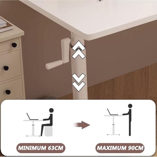 Manual Standing Desk, Crank Height Adjustable Computer Desk 80x60cm 100x60cm 120x60cm Lifting Range 63-90cm I-Shaped Carbon Steel Table Legs Computer Workstation Grey 80x60CM - color: Grey, size: 80*60CM