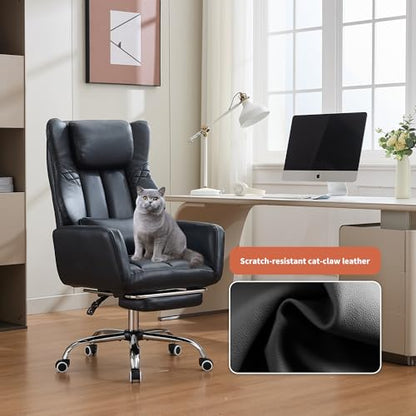 Cross Legged Office Chair with Foot Rest, Flip Armrest | Big and Tall, Criss Cross Gaming Chair, 155° Reclining Computer Chair, 360° Swivel Desk Chair for Home Office - color: Black