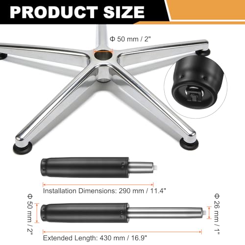 uxcell Office Chair Gas Cylinder, 16.9 Inch Class 3 Gas Cylinder Replacement Universal Hydraulic Pneumatic Lift Piston for Office Gaming Chair Desk Stools, Black - color: Black, size: 16.9 Inch