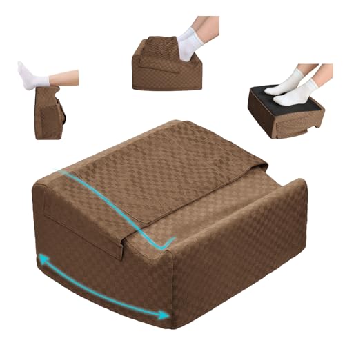 Under Desk Footrest with Rocking Base & Warming Cover, Brown Check | Washable velvet cover | 15° tilt + rocking base | 2 heights: 6.1"/7.3" | Non-slip | Office, gaming, home - color: Brown Checkered Pattern, size: 12.6" L x 15" W x 7.3"