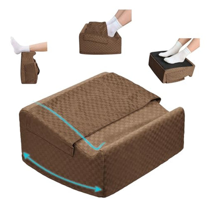 Under Desk Footrest with Rocking Base & Warming Cover, Brown Check | Washable velvet cover | 15° tilt + rocking base | 2 heights: 6.1"/7.3" | Non-slip | Office, gaming, home - color: Brown Checkered Pattern, size: 12.6" L x 15" W x 7.3"