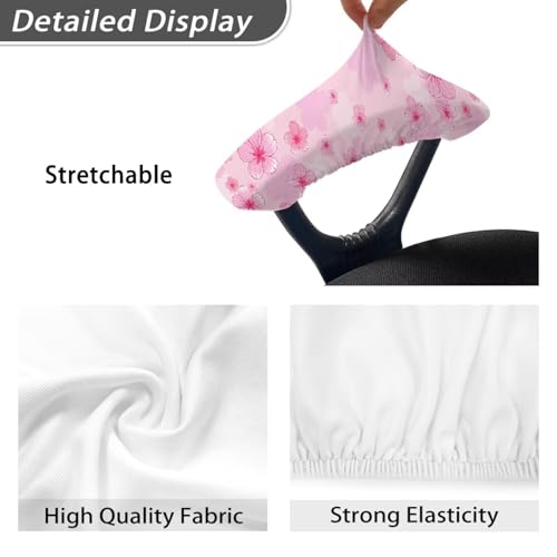 Office Chair Arm Covers Set of 2 - Cherry Blossom Printed Armrest Covers With Elastic Band, Stretchy Washable for Computer Chairs - color: Cherry Blossom - Pink