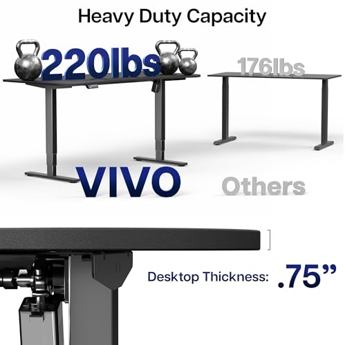 VIVO Dark Gray 63 x 32 in Standing Desk, DESK-KIT-2EBG - color: Dark Gray Top / Black Frame, size: 63 x 32 inch