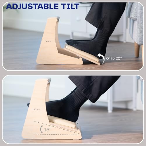 VIVO Light Wood Under Desk Footrest with Hidden Shoe Storage, STAND-FT03