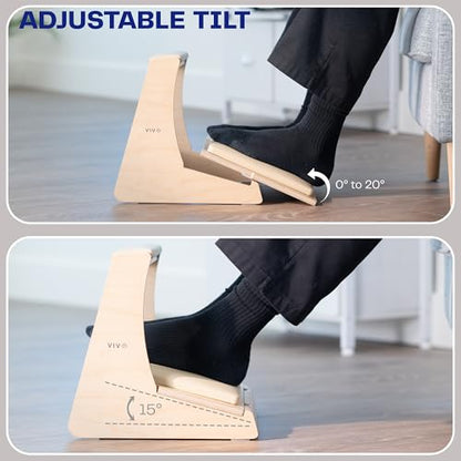 VIVO Light Wood Under Desk Footrest with Hidden Shoe Storage, STAND-FT03