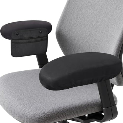 Virelis Ergonomic Office Chair Armrest Covers (Set of 2) - Soft Foam Arm Rest Pads for Elbow & Forearm Pressure Relief - Universal Stretch Fit for Gaming & Office Chairs, Black
