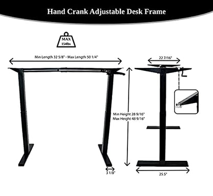 Canary Products Height Adjustable Crank Desk Frame, Tabletop Not Included, 48.56 Inch Max, Grey - color: Grey