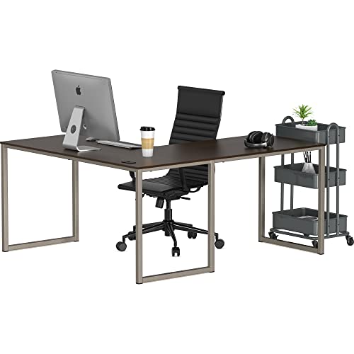SHW Mission 55 x 60 L-Shape Home Office Computer Desk, Espresso - color: Espresso, size: 55-Inch L-Shaped