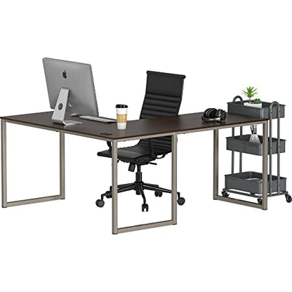 SHW Mission 55 x 60 L-Shape Home Office Computer Desk, Espresso - color: Espresso, size: 55-Inch L-Shaped