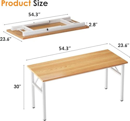 Need Office Computer Desk 54.3 Inch Sturdy Folding Laptop Table Retro | Black Frame Writing Gaming Work Table/Foldable Home Office Desk/Sewing Table, No Assembly Required - color: Rustic Brown & Black Frame, size: 54.3inch