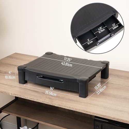 Mind Reader Monitor Stand, Storage Drawer, Desktop Organizer, Laptop Riser, Office, 17.25"L x 13.25"W x 4"H, Black - style: Monitor Stand with Drawer