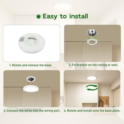 hykolity 7Inch Selectable CCT LED Flush Mount Ceiling Light,1500LM,2 Pack | 15W 3000K/4000K/5000K, Edge-Lit Flush Mount Ceiling Light Fixture for Kitchen, Bedroom, Laundry and Closet Room,White - color: White, size: 7 inch