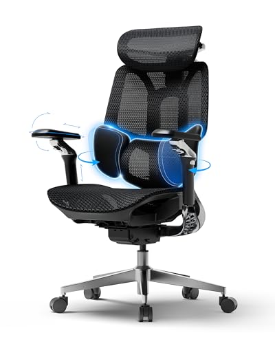 Hbada E3 Pro 2026 Edition Ergonomic Office Chair, Mesh Desk Chair with 3-Zone Floating Lumbar Support, Upgraded 4D Headrest, 720° Armrests, Black - color: Space Black