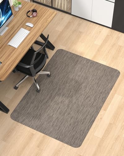 Blvornl Office Chair Mat for Hardwood Floor, 35.4"*47.2" Desk Computer Chair Mat for Hard Wood, Large Anti-Slip Hard Floor Protector Rolling Chair Mat, PVC Mat Desk Rug for Office and Dark Brown - color: Dark Brown, size: 35.4"*47.2"