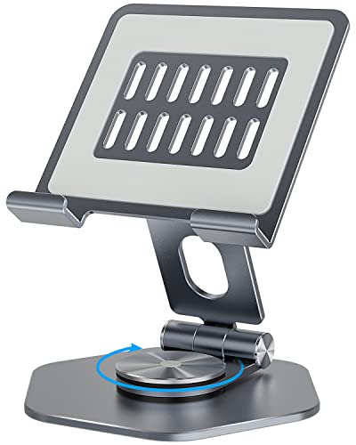 Tablet Stand, Aluminum Desktop Holder, Compatible with 5-12.9" iPad, Grey - color: Grey