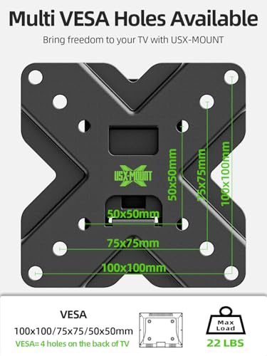 USX MOUNT Small TV Wall Mount Monitor Bracket | RV TV Mount | with Swivel and Tilt VESA Wall Mount for 10-26 27 32 inch LED OLED TVs and Monitors - VESA Size Up to 100x100mm and 22lb Capacity-XMS002 - size: 13-26 inch