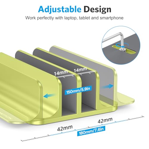 OMOTON Dual Vertical Desk Laptop Stand Holder, Fits MacBook Air/Pro, Citron - color: Citron