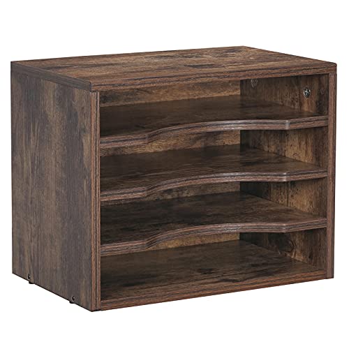 Snughome Vintage Wood File Organizer Desktop, 13.4’’ Document Letter Mail Tray Sorter with 3 Adjustable Shelves, Wooden Desktop Paper File Sorter Holder for School Home Office Supplies - size: 13.4’’L x 9.1’’W x 10.6’’H