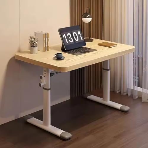 Adjustable Height Manual Standing Desk - Crank Stand-Up Desk with Computer Frame, Gray, 120cm - Ergonomic Workstation for Home Office & Gaming (Beige 80cm) - color: Beige, size: 80cm