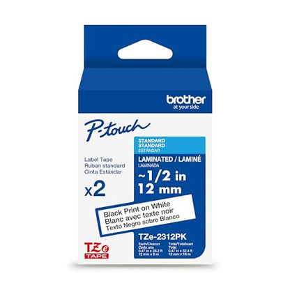 Brother Genuine TZe231-1/2 2PK Black Print on White Label Tape. Each: 0.47 in x 26.2 ft Total: 0.47 in x 52.4 ft - color: Black Print on White, size: Pack of 2, style: New Packaging