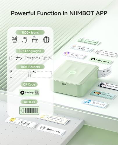NIIMBOT D110 Label Maker Machine with Tape, Bluetooth Label Printer, Green - color: Green