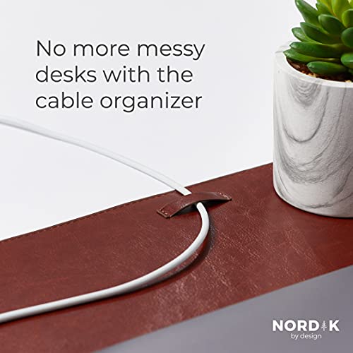 Nordik Leather Desk Mat - Whiskey Brown - Large Leather Desk Pad (35x17 in) | Premium Vegan Leather Desk Pad with Cable Organizer, Giftable, Extended Waterproof Mouse Mat, Non-Slip Desk Pad Protector - color: Desert Blush