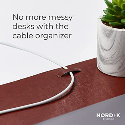 Nordik Leather Desk Mat - Whiskey Brown - Large Leather Desk Pad (35x17 in) | Premium Vegan Leather Desk Pad with Cable Organizer, Giftable, Extended Waterproof Mouse Mat, Non-Slip Desk Pad Protector - color: Desert Blush