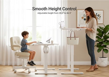 Claiks Electric Height Adjustable Standing Desk, 48x24 Inch, Cold White | Smooth Height Adjustment, 3 Memory Presets, Cable management hub & hook, Stable Steel Frame, 156 lbs Capacity, Easy Assembly - color: Cold White, size: 48