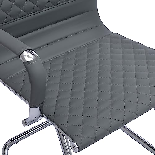 BESTANO Office Guest Chairs Reception Chairs Waiting Room Chairs Set of 2 Conference Room Chair with Mid Back, Modern PU Leather Desk Chair, Grey - color: Grey