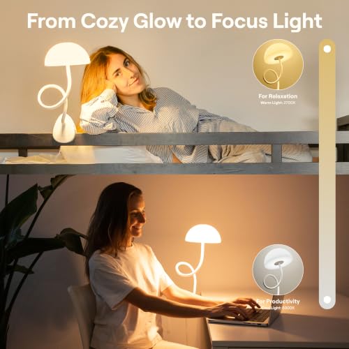 Smallish Shroommate Clip On Light for Dorm Room - 2.0 (White) - color: White White