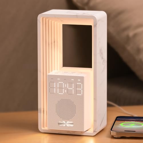 WILIT Digital Alarm Clock, Sunrise Alarm Clock with Nightlight, 9 Sleep Aid Sounds, White Noise Sounds Machine, Dimmable Display, Snooze,USB Charging Port,Gift for Women,Men,Teens,Kids,Travel - color: Marble