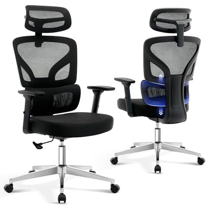 Ergonomic Office Chair Mesh – Adjustable Lumbar 3D Armrests High-Back Desk - color: Black-d1
