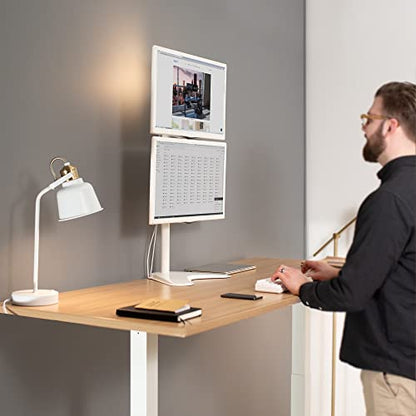VIVO Dual Monitor Desk Stand Free-Standing LCD Mount, Holds in Stacked Vertical Position 2 Ultrawide Screens up to 34 inches, White, STAND-V002LW - color: White