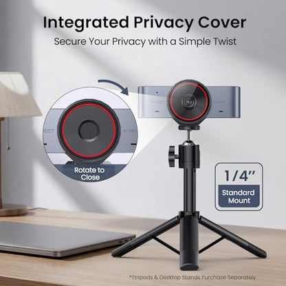 EMEET C960 Ultra 4K Webcam for Mac & PC, 1/1.5" Large Sensor, Metal Body | 0.2s Autofocus, DRC, Whiteboard Mode, Built-in Privacy Cover, 2 Mics, USB Webcam 4K for Meetings, Streaming, Content Creation - style: 4K Ultra