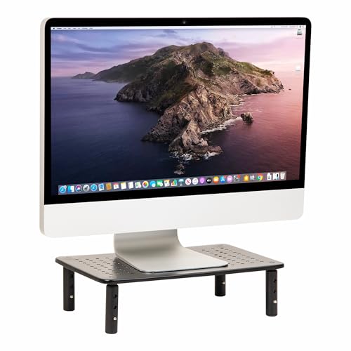 Mind Reader Monitor Stand, Height Adjustable, Ventilated Laptop Riser, Office, Metal, 14.5"L x 9.25"W x 5.5"H, Black - size: 1-Pack
