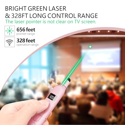 Norwii N21 Bluetooth Presentation Clicker with Telescopic Teaching Pointer - color: Pink - Green Pointer